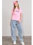 Çetinkaya Fithit 8488 Bayan Bisiklet Yaka 30/1 Compact Penye Süprem Baskılı T-Shirt Pembe 2