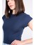 Çetinkaya Fithit 3266A Bayan Bisiklet Yaka 30/1 Likralı Süprem Crop T-Shirt Lacivert 3