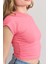 Çetinkaya Fithit 3266 Bayan Bisiklet Yaka 30/1 Compact Penye Süprem Crop T-Shirt Nar Çiçeği 3