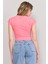 Çetinkaya Fithit 3266 Bayan Bisiklet Yaka 30/1 Compact Penye Süprem Crop T-Shirt Nar Çiçeği 4