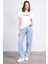 Çetinkaya Fithit 8492 Bayan Bisiklet Yaka 30/1 Compact Penye Süprem Baskılı T-Shirt Krem 2