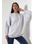 Yarım Balıkçı Yaka Şardonlu Salaş Basic Kadın Oversize Tunik Sweatshirt 21910 Karmelanj 2
