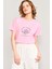Çetinkaya Fithit 8497 Bayan Bisiklet Yaka 30/1 Compact Penye Süprem Baskılı T-Shirt Pembe 1