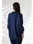 Yarım Balıkçı Yaka Şardonlu Salaş Basic Kadın Oversize Tunik Sweatshirt 21910 Lacivert 4