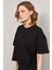 Çetinkaya Fithit 8260 Bayan Bisiklet Yaka 30/1 Penye Süprem Yırtmaçlı Crop T-Shirt Siyah 3