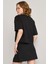 Çetinkaya Fithit 8260 Bayan Bisiklet Yaka 30/1 Penye Süprem Yırtmaçlı Crop T-Shirt Siyah 4