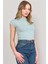 Çetinkaya Fithit 3266 Bayan Bisiklet Yaka 30/1 Compact Penye Süprem Crop T-Shirt Eski Yeşil 1