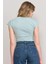 Çetinkaya Fithit 3266 Bayan Bisiklet Yaka 30/1 Compact Penye Süprem Crop T-Shirt Eski Yeşil 4