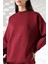 Yarım Balıkçı Yaka Şardonlu Salaş Basic Kadın Oversize Tunik Sweatshirt 21910 Bordo 3