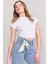 Çetinkaya Fithit 3266 Bayan Bisiklet Yaka 30/1 Compact Penye Süprem Crop T-Shirt Beyaz 1