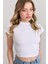 Çetinkaya Fithit 3266 Bayan Bisiklet Yaka 30/1 Compact Penye Süprem Crop T-Shirt Beyaz 3