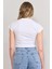 Çetinkaya Fithit 3266 Bayan Bisiklet Yaka 30/1 Compact Penye Süprem Crop T-Shirt Beyaz 4