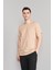 Çetinkaya Mentality 2772 Bisiklet Yaka Penye Slim Fit Camel T-Shirt 1