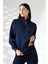 Fermuarlı Gömlek Yaka Oversize Geniş Salaş Basic Kadın Sweatshirt 21971 Lacivert 1