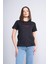 Çetinkaya Fithit 8470 Bayan Bisiklet Yaka 30/1 Compact Penye Süprem Baskılı T-Shirt Siyah 1