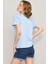 Çetinkaya Fithit 8474 Bayan Bisiklet Yaka 30/1 Compact Penye Süprem Baskılı T-Shirt Açık Mavi 4