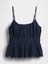 Kadın Lacivert Büzgülü Eyelet Denim Cami Bluz 2