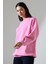 Yarım Balıkçı Yaka Şardonlu Salaş Basic Kadın Oversize Tunik Sweatshirt 21910 Pembe 1