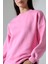 Yarım Balıkçı Yaka Şardonlu Salaş Basic Kadın Oversize Tunik Sweatshirt 21910 Pembe 2