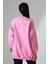 Yarım Balıkçı Yaka Şardonlu Salaş Basic Kadın Oversize Tunik Sweatshirt 21910 Pembe 4