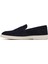 Erkek Lacivert Çift Tokalı Süet Deri Casual Loafer 25SFD750410 2