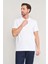 4054 Erkek Polo Yaka Penye Pike T-Shirt Beyaz 1