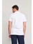 4054 Erkek Polo Yaka Penye Pike T-Shirt Beyaz 4
