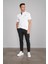 3047-L Erkek Polo Yaka Penye Pike T-Shirt Beyaz 2