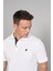 3047-L Erkek Polo Yaka Penye Pike T-Shirt Beyaz 3