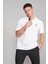 3047-L Erkek Polo Yaka Penye Pike T-Shirt Beyaz 4