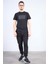 4040 Erkek Bisiklet Yaka Baskılı Regular T-Shirt Siyah 2