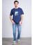 Çetinkaya Chester Polo 3836 Bisiklet Yaka 30/1 Penye Regular Baskılı T-Shirt Açık Lacivert 2