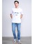 Çetinkaya Chester Polo 3867 Bisiklet Yaka 30/1 Penye Regular Baskılı T-Shirt Beyaz 2