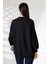 Yarım Balıkçı Yaka Şardonlu Salaş Basic Kadın Oversize Tunik Sweatshirt 21910 Siyah 4