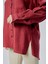 Bordo Yırtmaç Detaylı Oversize Gömlek 4