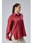 Bordo Yırtmaç Detaylı Oversize Gömlek 5