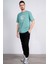 Çetinkaya Mentality 3804 Bisiklet Yaka Penye Regular Baskılı T-Shirt Mavi Yeşil 2