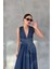 Mavi Bağlama Detaylı Salina Denim Elbise 4