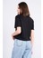 Çetinkaya Fithit 8363 Bayan Bisiklet Yaka 30/1 Penye Regular Crop T-Shirt Siyah 4