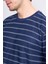 3871 Erkek Bisiklet Yaka 30/1 Jakarlı T-Shirt Lacivert 3