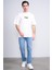 Çetinkaya Chester Polo 3835 Bisiklet Yaka 30/1 Penye Oversize Baskılı T-Shirt Krem 2