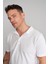 2742-L Erkek Polo Yaka Pike T-Shirt Beyaz %100 Pamuk 3