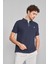 3047-L Erkek Polo Yaka Penye Pike T-Shirt Lacivert 1