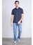 4004 Erkek Polo Yaka Puantiyeli T-Shirt Lacivert-Mavi 2