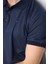 4004 Erkek Polo Yaka Puantiyeli T-Shirt Lacivert-Mavi 3