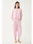 Kadın Pembe Dublin Kısa Kol Şalvar Pantolon Pijama Takım 1