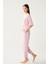 Kadın Pembe Dublin Kısa Kol Şalvar Pantolon Pijama Takım 3