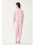 Kadın Pembe Dublin Kısa Kol Şalvar Pantolon Pijama Takım 4