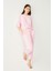Kadın Pembe Dublin Kısa Kol Şalvar Pantolon Pijama Takım 5