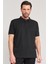 Çetinkaya Mentality 4141 Polo Yaka Rejenere Pike Metraj Baskı Regular T-Shirt Siyah 1
